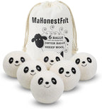 Wool Dryer Balls - Natural Fabric Softener, Reusable, Reduces Clothing Wrinkles and Saves Drying Time. Handmade Fair Trade No Lint Fabric Softener White (Pack of 6)