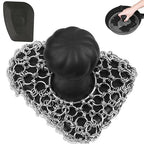 Cast Iron Scrubber with Handle 316 Dish Cast Cleaner Chainmail Scrubber for Pan Skillet Iron Scrub Brush Steel Wool Scrubber Cleaning Kit (1 Scrub + 1 Scraper)