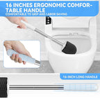 Toilet Brush, 2 PCS Toilet Brush and Holder with 304 Stainless Steel Handle, Space Saving Toilet Bowl Brush for Storage, Durable Bristles Toilet Scrubber for Bathroom Cleaning