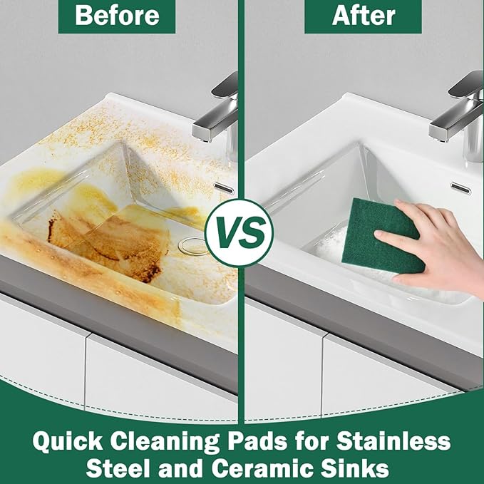 YoleShy 40 Pcs Scouring Pad, Dish Scrubber Scouring Pads,4 x 6 inch Green Reusable Household Scrub Pads for Dishes, Kitchen Scrubbers & Metal Grills