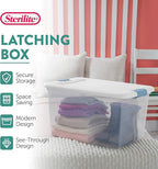Sterilite 4-Pack 64 Quart Latching Box, Clear Plastic Storage Organizer Bins with White Lids - Large Stackable Containers for Home Bedroom, Dorm Room, and Closet Organization