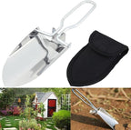 EMVANV Mini Folding Shovel,Foldable Garden Handy with Carrying Pouch Camping Trowel Stainless Steel Outdoor Survival Shovel for Garden and Campsite Use While Hiking, Camping and Outdoor(Silver)