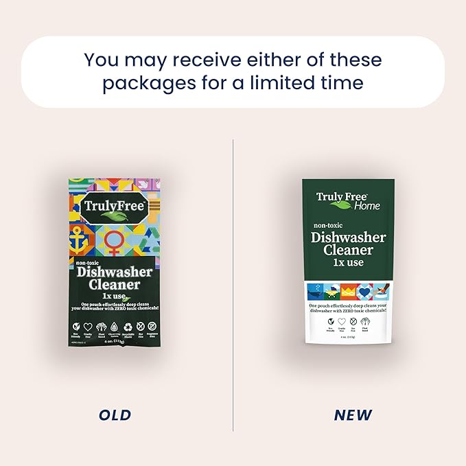 Truly Free Natural Dishwasher Cleaner - Dish Washer Machine Descaler, Fights Grease & Limescale, Hard Water Stain Remover, Smell Eliminator for Clean Dishwashers - Lemon Fresh Scent, 4 oz (Pack of 1)