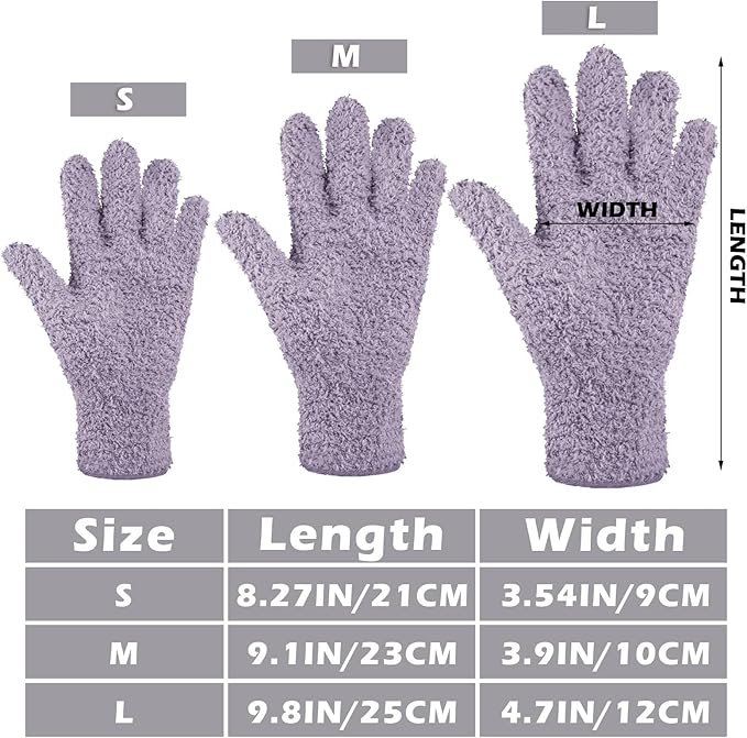 Patelai 3 Pairs Microfiber Plant Dusting Gloves Leaf Cleaning Gloves for Indoor Plants, Blinds, Furniture, House (Pink,Nude,Light Purple,Large)