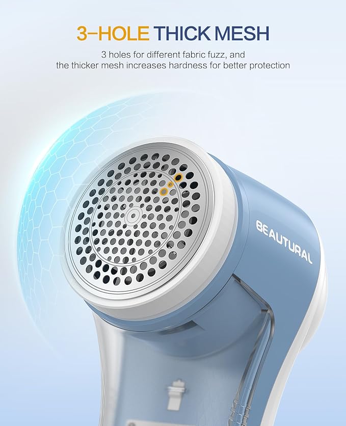 BEAUTURAL Fabric Shaver, Rechargeable Lint Remover for Clothes, Electric Lint Shaver with 6-Leaf Blades, Sweater Shavers to Fuzz, Lint Balls, Pillings, Bobbles for Clothes and Furniture