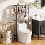 SINGAYE Over The Toilet Storage Shelf：3-Tier Bathroom Organizer and Storage Shelf with Adjustable Shelf and Basket Freestanding Space Saver Above Toilet for Room Black