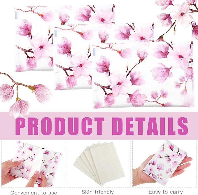 Geyee 50 Packs Facial Tissue Travel Packs Disposable Pocket Tissues for Wedding Guest Travel School Purse Home Supplies, 500 Sheets 3 Ply(Pink Magnolia)