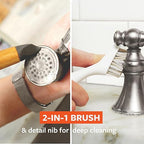 Full Circle Micro Manager, Deep Cleaning Brush for Crevices, Shower, & Grout, Tough Bristles, Sustainable Bamboo Handle, White