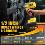 Impact Wrench Compatible with DeWalt 20V Battery: 1/2 Inch Hog Ring Impact Driver High Torque - 1360N.m/1000Ft-lbs Cordless Impact Gun - Brushless Motor with 6 Sockets & Carry Case