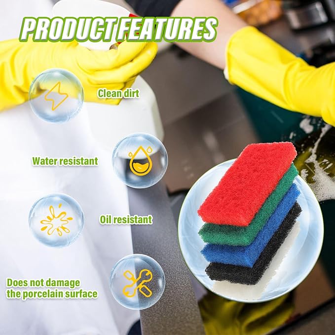 5 Pack Electric Cleaning Brush Pad Kitchen Bathroom Household Cleaning Pad Swimming Pool Wall Cleaning Brush Heavy Duty Griddle Scrubber Scouring Pad and 1 Pack Handle kit(Multicolor)