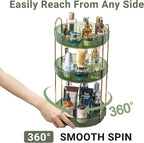 Asayuee 360 Rotating Perfume Organizer,3 Tier Large Capacity Make Up Organizers and Storage,Makeup Organizer for Bathroom,Cosmetic Perfume Stand Holder (Green-3 Tier)