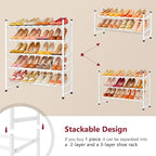 Tajsoon Expandable Shoe Rack for Closet 5 Tier, 29“-41“Adjustable & Stackable Shoe Shelf Storage, Metal Shoe Rack Organizer for Front Door Entrance, Closet, Garage, Entryway, White