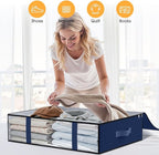 StorageRight Under Bed Storage Bags 6 Pack, 40L Large Clothes & Comforter Storage Containers with Clear Window, Breathable Fabric Organizer for Blankets, Bedding, Seasonal Clothing, Blue