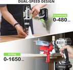 21V Cordless Drill Set, Power Drills Kit with 2.0Ah Battery and Charger, Electric Driver/Drill Bits, Max Torque 40Nm, 3/8-Inch Keyless Chuck, Variable Speed, LED Light, for DIY Home Repair