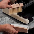 Small Dustpan and Brush Set with Wooden Handle,Mini Metal Crumb Sweeper for Countertops,Desk,Pet Hair,Car,Portable Cleaning Tools for Kitchen,Camping,Sofa (White)