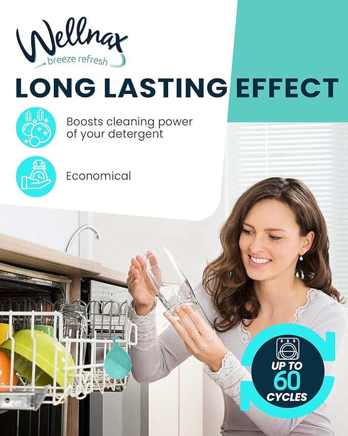 Wellnax Dishwasher Cleaner and Deodorizer - Rinse aid, Dishwashing Machine Odor Eliminator & Deodorizer, Fresh Fragrance Gel With Smell Removal Solution, Freshener Smelling In Dishwash (Mint)