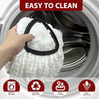 Mop Head Replacement Set for O-Ceda EasyWring 1-Tank System, Includes 2 Spin Mop Replacement Head, 1 Handle (30-58in Adjustable 4-Section Pole), 1 Spin Mop Base