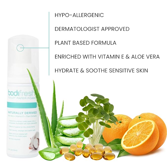 Toilet Paper Foam, Liquid Wet Wipe | Plant-Based, Eco Friendly Flushable Wet Wipe Alternative with Aloe & Vitamin E (1.7 Fl Oz (Pack of 1), Baby Fresh)