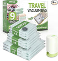 Vacuum Bags for Travel with Rechargeable air Pump, 3 Sizes Vacuum Seal Bags for Clothing, Space-Saving Compression Storage Bags for Travel & Closet Organization (9)
