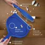 LOLA Clip On Dust Pan & Brush Set, 6 Pack, w/Easy Dust, Dirt & Debris Catching Rubber Lip, Flagged Fiber Bristled Brush, Hang Hole for Easy Storage