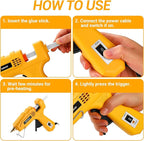 Hot Glue Gun Full Size: DEKOPRO 60/100Watt Dual Temp Hot Glue Gun Kit with 25 Glue Sticks, Organize Storage Case, Heavy Duty Heat Glue Gun Tool Set for Home Repair, Art & Crafts, DIY, Yellow