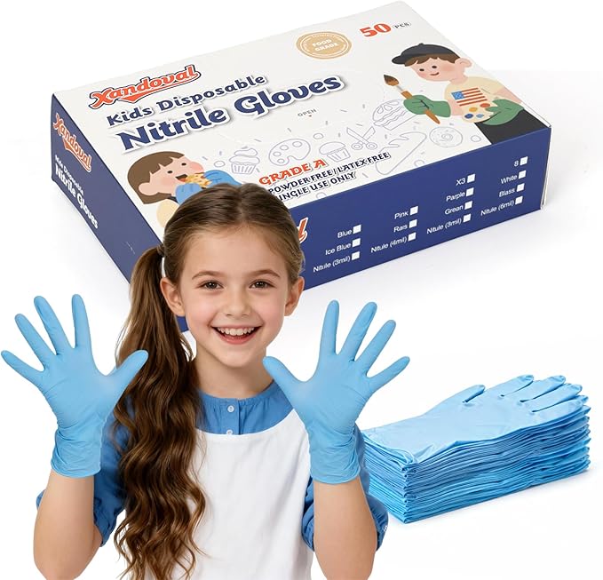 Kids Disposable Gloves, SmalNitrile Gloves for Cleaning, Cooking, Gardening