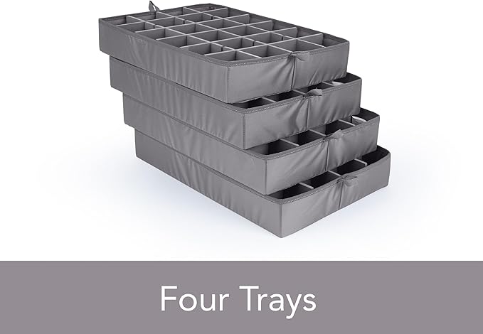 Covermates Keepsakes - Adjustable Zip-Top Storage Box - Configurable FlexGrid Compartments - Heavy Duty Polyester- Reinforced Handles - Stackable Design - Indoor Storage, Grey Heather