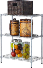 WEI WEI GLOBAL 3-Tier Metal Wire Shelving Unit, Adjustable Utility Storage Standing Rack Organizer Cabinet for Garage Laundry Bathroom Kitchen Closet - 23" L x 13" W x 32" H, Silver