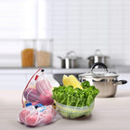 24 pack Reusable Produce Bags,Reusable produce bags for grocery,mesh bags See-Through and Washable Grogery Bags with 3 Sizes useful for storage fruits,vegetables,toys