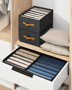 DIMJ Large Wardrobe Clothes Organizers - Foldable Closet Clothing Organizer for Jean Sweater Shirt Pants Underwear Bra, Divided Clothes Storage, Grey Closet Shelf Organizer Boxes