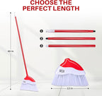Indoor Broom with LED Lights | Angle Broom for Dark Corners & Low Light Areas | Soft Bristle, Adjustable Long Handle | Floor Sweeper for Kitchen, Room, Office & Garage (White)