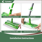 Eyliden Sweeper Mop with 36 Refills - 3 Types of Disposable Dry & Wet Cloths | Lock-Tight Design No Lost Pads, Universal Refills, Multi-Surface Sweeping Starter Kit for Pet Hair, Dust, Floor Cleaning