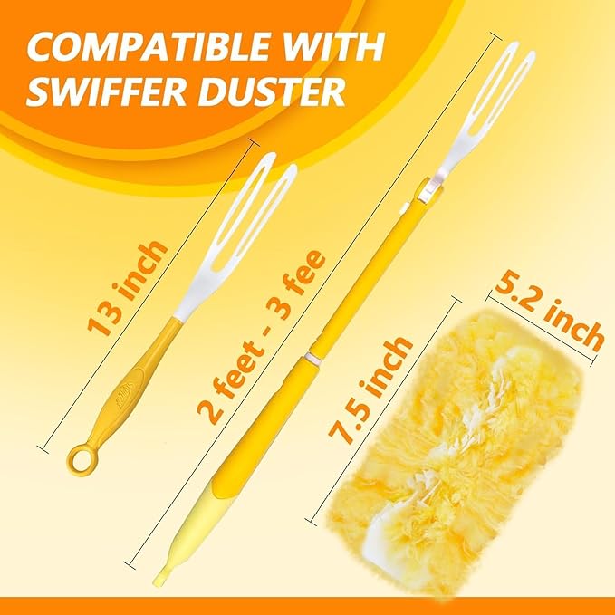 Duster Refill Compatible with Swiffer Duster, Heavy Duty Duster Refills Kit for Cleaning Dusting, Multi Surface 360 Feather Duster, 10 Count Disposable Refills with 1 Handle