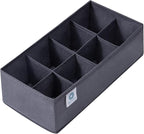 Qozary 3 Pack Sock Underwear Drawer Organizer Dividers, Non-Woven Fabric Collapsible Cabinet Closet Storage Boxes for Clothes, Socks, Lingerie, Underwear, Tie, Belt, Baby, Bedroom (Gray, 8 Cells)