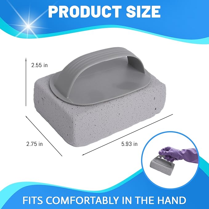 4Pcs Pumice Stone for Cleaning, Pumice Stones for Pool Tile Cleaning Pumice Stone Cleaner Brush with Handle, Pumice Cleaning Stones Scouring Stick Hard Water for Bathtubs Grills Swimming Pools