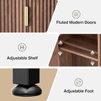 FiveWillowise Over The Toilet Storage Cabinet with Fluted Doors and Adjustable Shelf, Tall Bathroom Organizer with Metal Stand Space Saver Over Toilet, Wood Rack for Bathroom, Restroom, Laundry