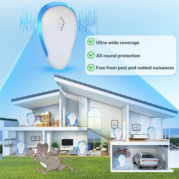 2025 Upgraded Ultrasonic Pest Repeller Indoor Insect Repeller Pestlab, Repellent Roach, Mouse, Bugs, Mosquito, Mice, Spider, Ant, Rodent Repellent Ultrasonic Plug in, Pet-Friendly, 6 Pack