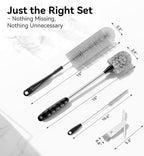 4 Pack Bottle Brush Cleaning Set, Including Long Handle Water Bottle Brush and 3 in 1 Cup Lid Cleaning Brush, Straw Cleaner Brush Washing for Baby Bottles, Tumblers, Glasses