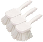 Carlisle FoodService Products 3662000 Flo-Pac Plastic Handle Utility Scrub Brush, Nylon Bristles, 2" Bristle Trim, 8" Length, White, 3 Count