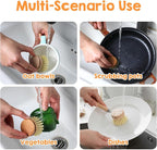11 Pcs Bamboo Dish Brush Set, Multifunctional Bamboo Dishwashing Scrub Brush with Natural Sisal Bristles, Wooden Handle Dish Brush with Replacement Heads for Cleaning Pots Dishes Pans Vegetables