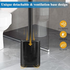 Silicone Toilet Brush and Holder Bendable Efficient Cleaning Wall Mounted Toilet Bowl Brush with Long Handle Brush Head and Silicone Bristles No Rusty Handles Problem (Black)