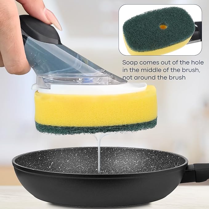 Sponge Brush Refills for OXO Dish Brush, 4 Pack Soap Dispensing Dish Refills, Scrub Replacement Head for Scrubber, Sponge Replacement Head Fits Soap Dispensing Handle