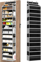 Mefirt Over The Door Organizer, 7 Tier Door Hanging Organizers with 7 Large Pockets 12 Side Pockets, Behind Door Storage Hanging Shelves for Closet Bathroom Bedroom Nursery