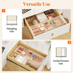 Lifewit 2 Pack Sliding Makeup Drawer Organizer Trays with Inserts, Extendable Hanging Desk Drawer Divider, Fits 13-20" Deep Drawers, 1.8" High Plastic Organizer Tray for Vanity, Office, Kitchen, White