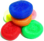 6Pcs Random Color Plastic Cleaning Ball Dish Cleaner Brush,Non Scratch Round Dish Scrubbers,Nylon Scouring Pads,Mesh Scourers Poly Mesh Scouring Dish Pads Cleaning Supplies for Dishes,Dishwashing