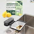 24 PCS Dishwasher Cleaner and Deodorizer Tablets, with Sink Drain Filter Basket, Deep Cleaning Formula Tablets for Removing Limescale, Odor, Smell, Hard Water Residue(Lemon-Scented)