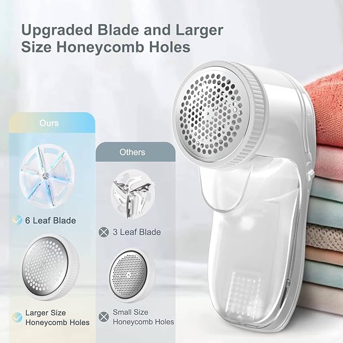 Fabric Shaver Lint Shaver, Lint Remover for Clothes, Electric Lint Remover Rechargeable Sweater Defuzzer Pill Remover with 3 Replaceable Blades, Suitable for Clothes, Jumpers, Furniture, Wool
