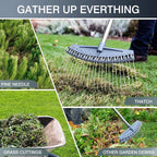 Colwelt Thatch Rake -24 Steel Tines, Dethatching Rakes with 54’’ Lightweight Stainless Steel Handle, Yard Dethatcher Rakes for Lawn(Pine Needles, Dead Grass, Thatch, Leaves, Mulch)