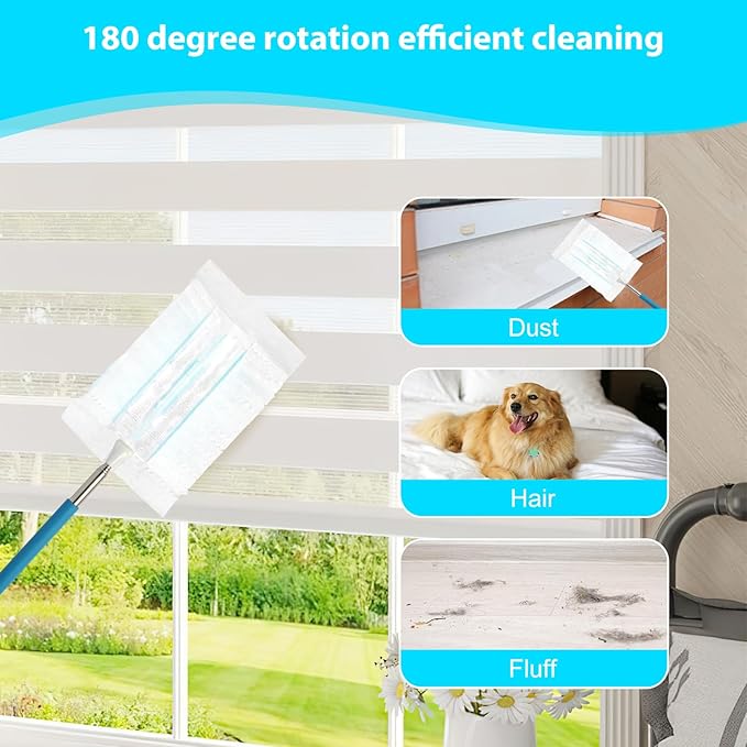 20 Count Feather Dusters Refill for Cleaning, 180 Degree Heavy Duty Duster Replacement Head for Swiffer Duster,Dusting Furniture, Blinds, Ceiling Fans, Helps Remove Allergens