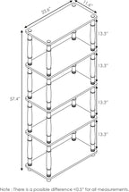 Furinno TURN-S-TUBE Storage Shelves, 5-Tier Book Shelf, Corner Shelf, Toolless Open Shelves, Classic Tubes, for Organization and Storage, Living Room, Garage, Home Office, Beech